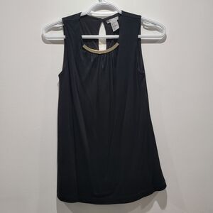 H&M Black Sleeveless Blouse with Gold Accent Size XS
